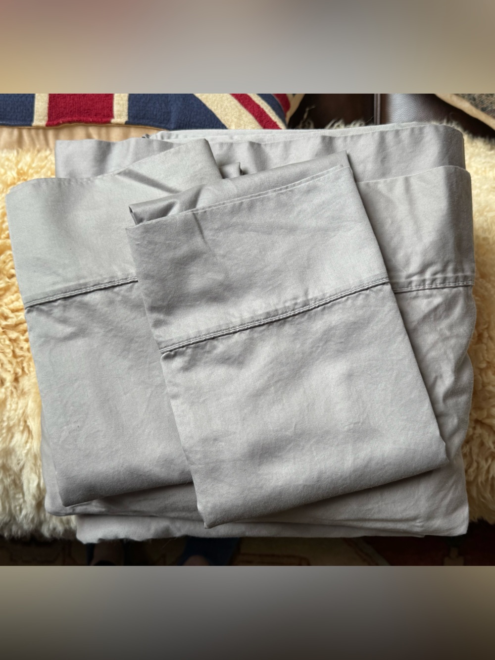 Kirkland Signature 680 TC Pima Cotton King Sheet Set Gray 6 Pc Complete
